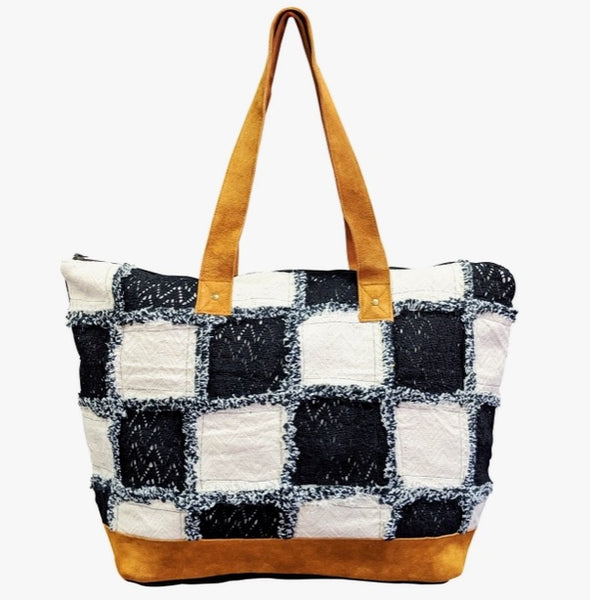 Black White Checker Tote Bag