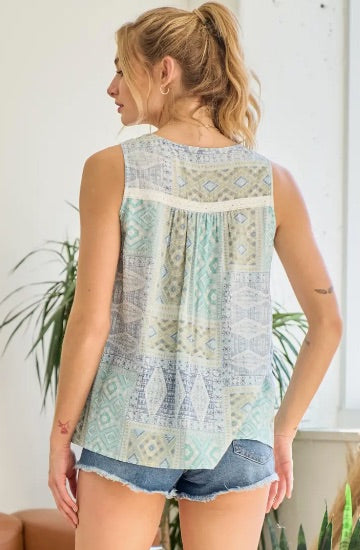 Chana Lace Trimmed Patchwork Top