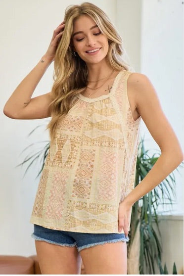 Chana Lace Trimmed Patchwork Top