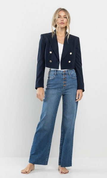 Hannah Wide Leg Raw Cut Hem Jeans