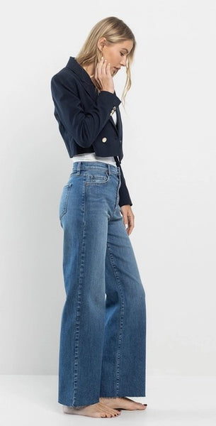 Hannah Wide Leg Raw Cut Hem Jeans