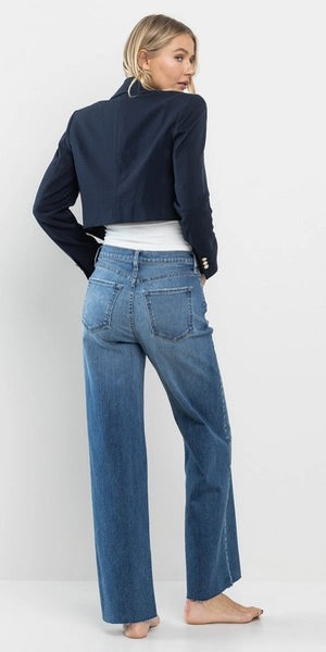 Hannah Wide Leg Raw Cut Hem Jeans