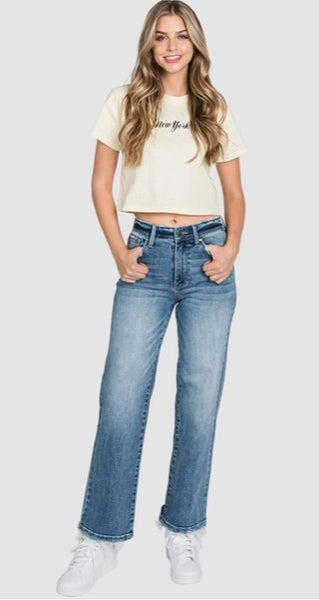 High Rise Stretch Slim Straight Jeans