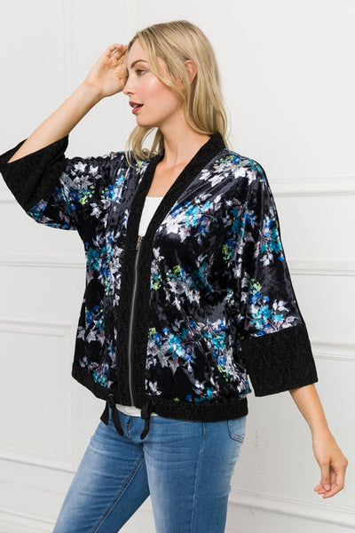 Cai Mixed Velvet Print Jacket