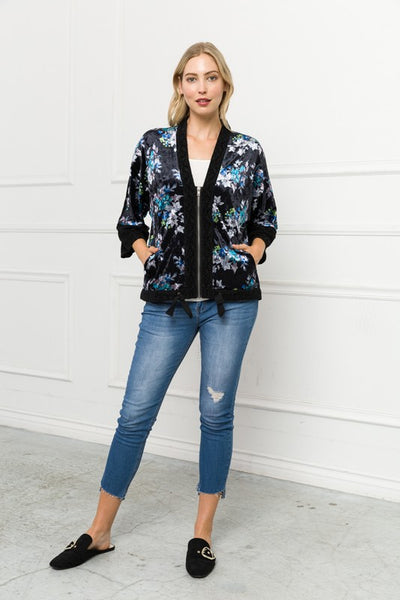 Cai Mixed Velvet Print Jacket