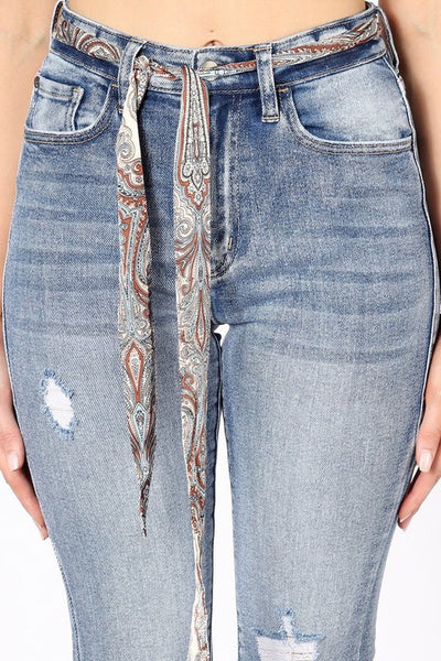 Chelsea High Rise Distressed Flare Jeans