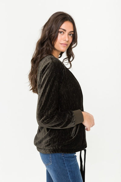 Crinkle Velvet Bomber Jacket