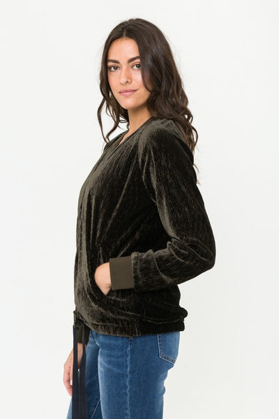 Crinkle Velvet Bomber Jacket