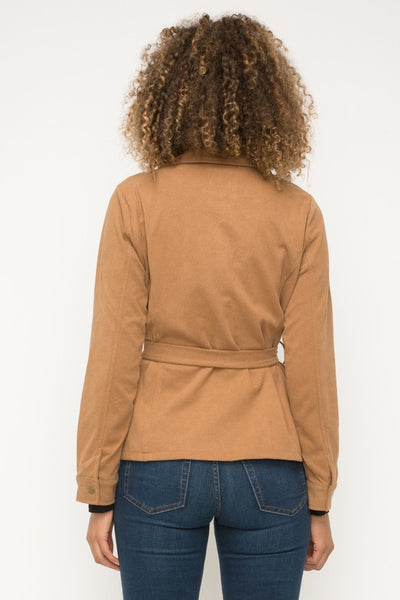 Suede Twill Tie Waist Jacket