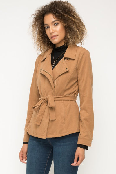 Suede Twill Tie Waist Jacket