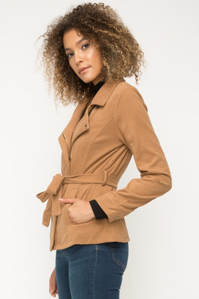 Suede Twill Tie Waist Jacket