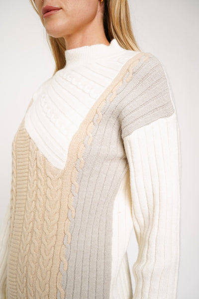 Kelsey Color Block Mock Neck Sweater