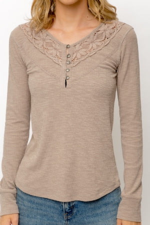 Lace Yoke Henley Top
