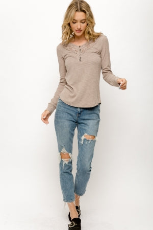 Lace Yoke Henley Top