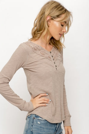 Lace Yoke Henley Top