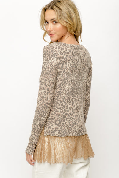 Leopard Print Lace Bottom Top