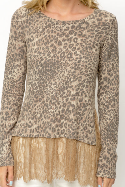 Leopard Print Lace Bottom Top
