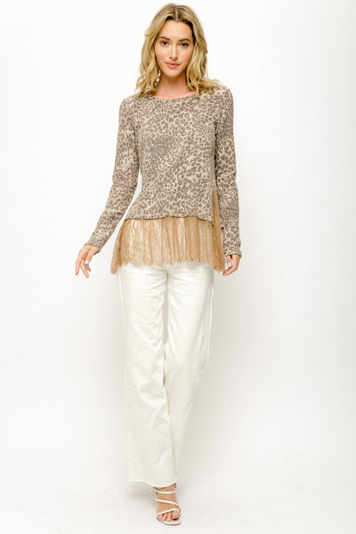 Leopard Print Lace Bottom Top