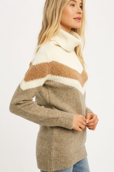 Melissa Color Block Turtle Neck Sweater