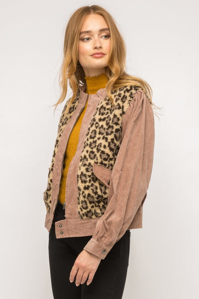Naida Fur Print Bomber Jacket