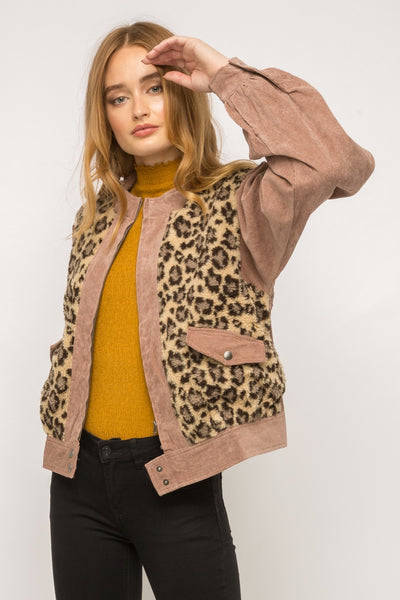 Naida Fur Print Bomber Jacket