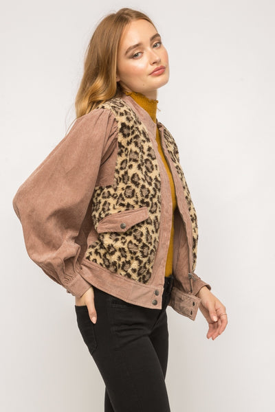Naida Fur Print Bomber Jacket