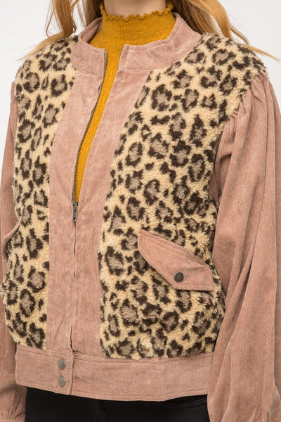 Naida Fur Print Bomber Jacket