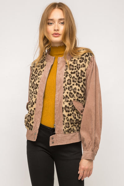 Naida Fur Print Bomber Jacket