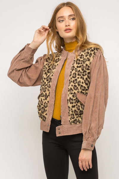 Naida Fur Print Bomber Jacket