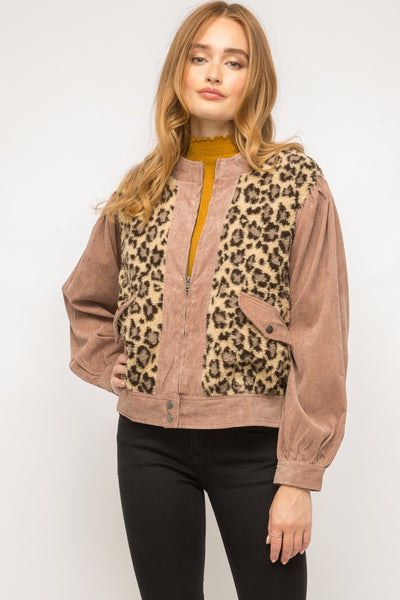 Naida Fur Print Bomber Jacket