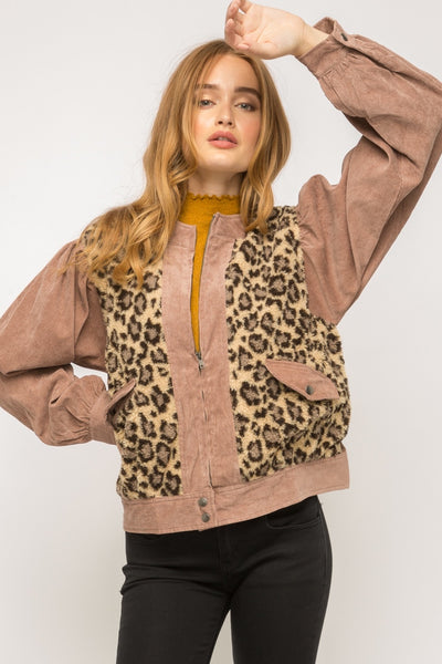 Naida Fur Print Bomber Jacket