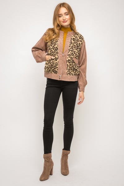 Naida Fur Print Bomber Jacket