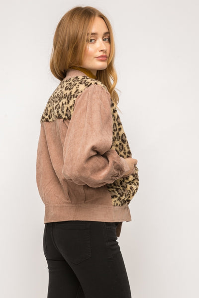 Naida Fur Print Bomber Jacket