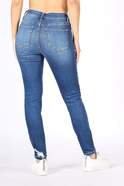 Peyton High Waisted Button Front Skinny Stretch Jeans