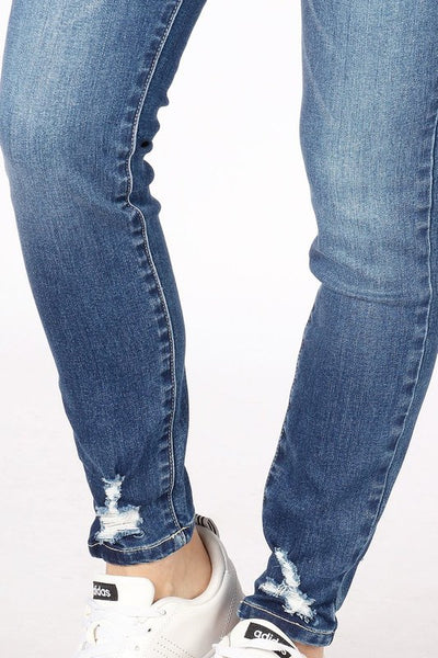 Peyton High Waisted Button Front Skinny Stretch Jeans