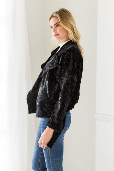 Crushed Velvet Moto Jacket