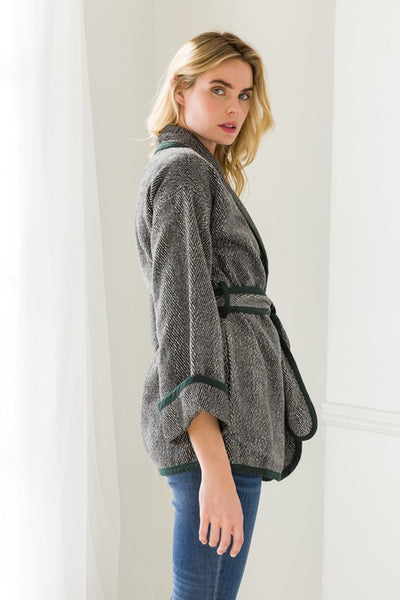 Waist Tie Tweed Jacket