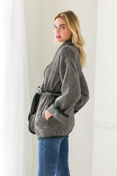 Waist Tie Tweed Jacket