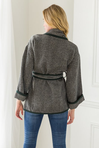 Waist Tie Tweed Jacket