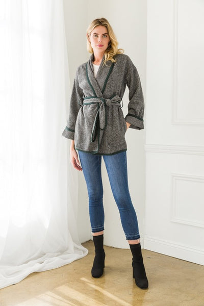Waist Tie Tweed Jacket