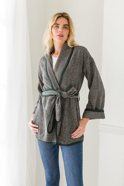 Waist Tie Tweed Jacket