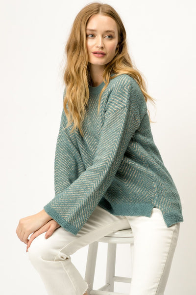 Soft Chevron Pattern Pullover Sweater