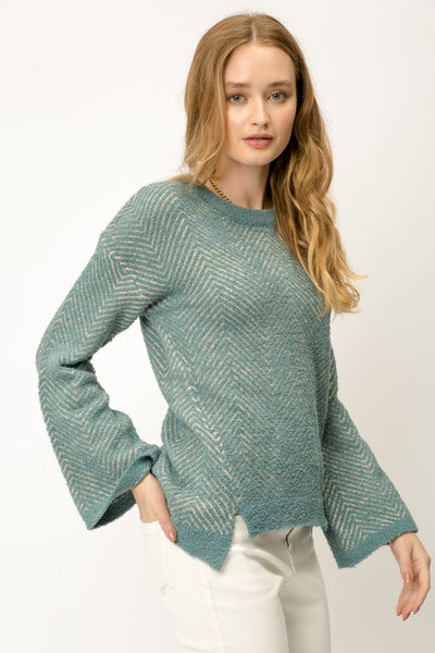 Soft Chevron Pattern Pullover Sweater