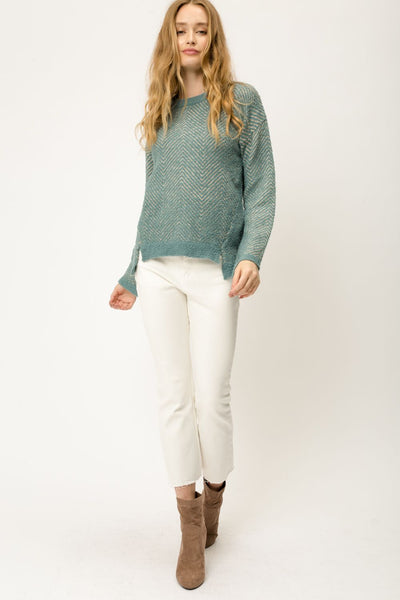 Soft Chevron Pattern Pullover Sweater