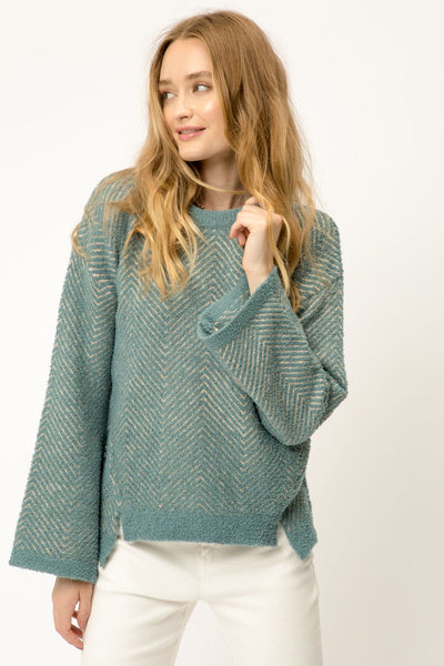 Soft Chevron Pattern Pullover Sweater