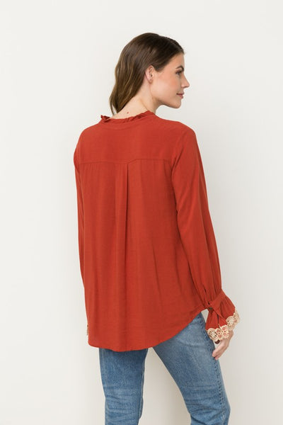 Tessa Embroidered Sleeve Top