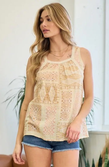 Chana Lace Trimmed Patchwork Top