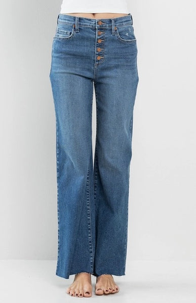 Hannah Wide Leg Raw Cut Hem Jeans