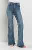 High Rise Flare Jeans with Frayed Hem
