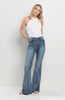 High Rise Flare Jeans with Frayed Hem